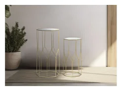 Mesa De Apoio| Conjunto de Mesas Auxiliares VKH598, Ouro, 50x46x100 cm, Kendra Home Dourado