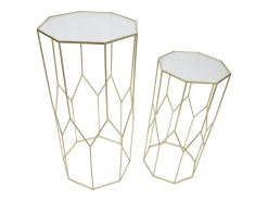 Mesa De Apoio| Conjunto de Mesas Auxiliares VKH598, Ouro, 50x46x100 cm, Kendra Home Dourado