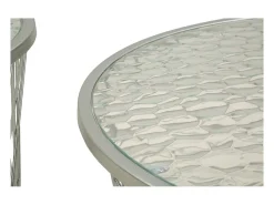 Mesa De Apoio| Conjunto de Mesas Auxiliares VKH571, Prata, 70x70x45 cm, Kendra Home Prateado