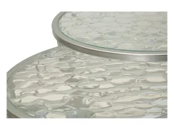 Mesa De Apoio| Conjunto de Mesas Auxiliares VKH571, Prata, 70x70x45 cm, Kendra Home Prateado