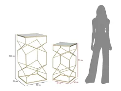Mesa De Apoio| Conjunto de Mesas Auxiliares VKH595, Ouro, 50x50x100 cm, Kendra Home Dourado