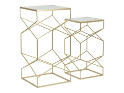 Mesa De Apoio| Conjunto de Mesas Auxiliares VKH595, Ouro, 50x50x100 cm, Kendra Home Dourado