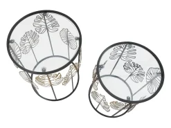 Mesa De Apoio* Conjunto de Mesas Auxiliares Folha 67, , 38x38x55 cm, Kendra Home Preto