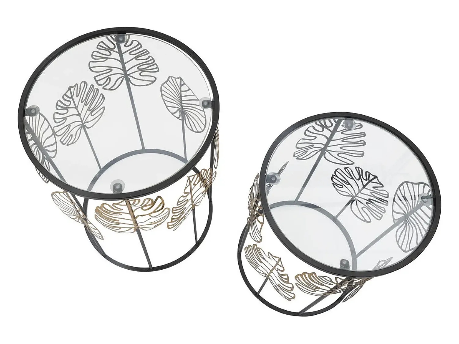 Mesa De Apoio* Conjunto de Mesas Auxiliares Folha 67, , 38x38x55 cm, Kendra Home Preto