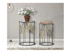Mesa De Apoio* Conjunto de Mesas Auxiliares Folha 67, , 38x38x55 cm, Kendra Home Preto