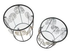 Mesa De Apoio* Conjunto de Mesas Auxiliares Folha 67, , 38x38x55 cm, Kendra Home Preto