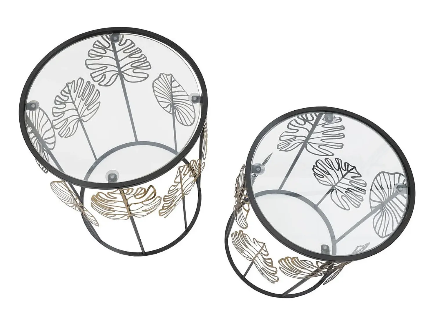 Mesa De Apoio* Conjunto de Mesas Auxiliares Folha 67, , 38x38x55 cm, Kendra Home Preto