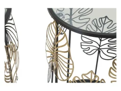 Mesa De Apoio* Conjunto de Mesas Auxiliares Folha 67, , 38x38x55 cm, Kendra Home Preto