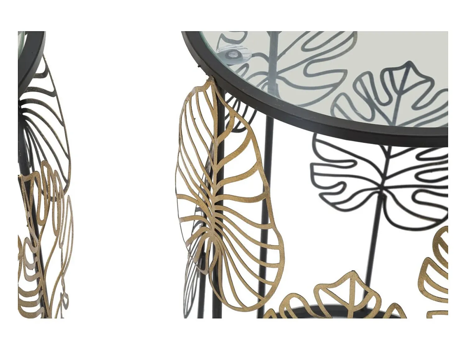 Mesa De Apoio* Conjunto de Mesas Auxiliares Folha 67, , 38x38x55 cm, Kendra Home Preto