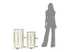 Mesa De Apoio| Conjunto de Mesas Auxiliares VKH555, Ouro, 36,5x36,5x70 cm, Kendra Home Dourado