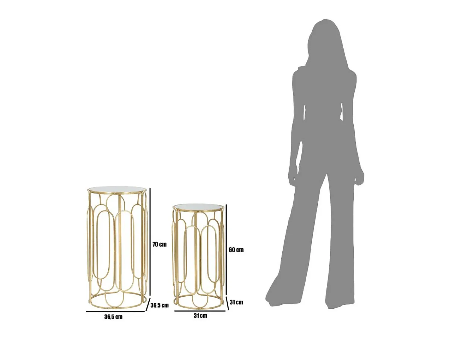 Mesa De Apoio| Conjunto de Mesas Auxiliares VKH555, Ouro, 36,5x36,5x70 cm, Kendra Home Dourado