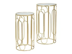 Mesa De Apoio| Conjunto de Mesas Auxiliares VKH555, Ouro, 36,5x36,5x70 cm, Kendra Home Dourado