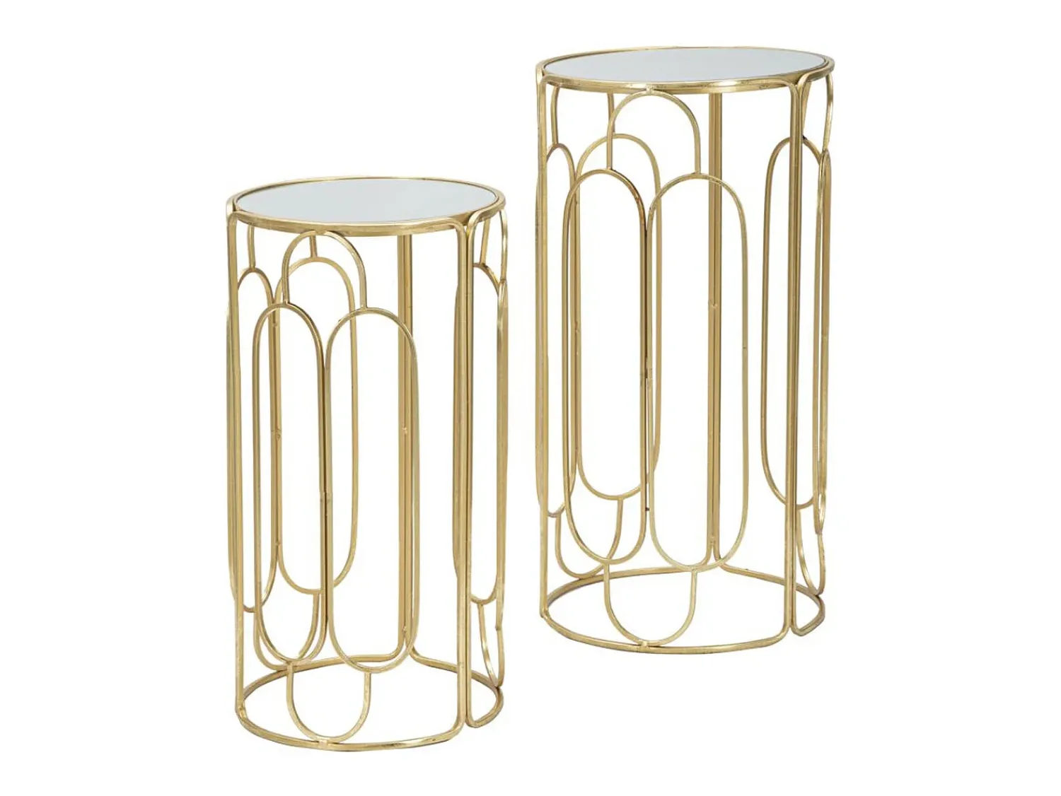 Mesa De Apoio| Conjunto de Mesas Auxiliares VKH555, Ouro, 36,5x36,5x70 cm, Kendra Home Dourado