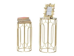 Mesa De Apoio| Conjunto de Mesas Auxiliares VKH555, Ouro, 36,5x36,5x70 cm, Kendra Home Dourado