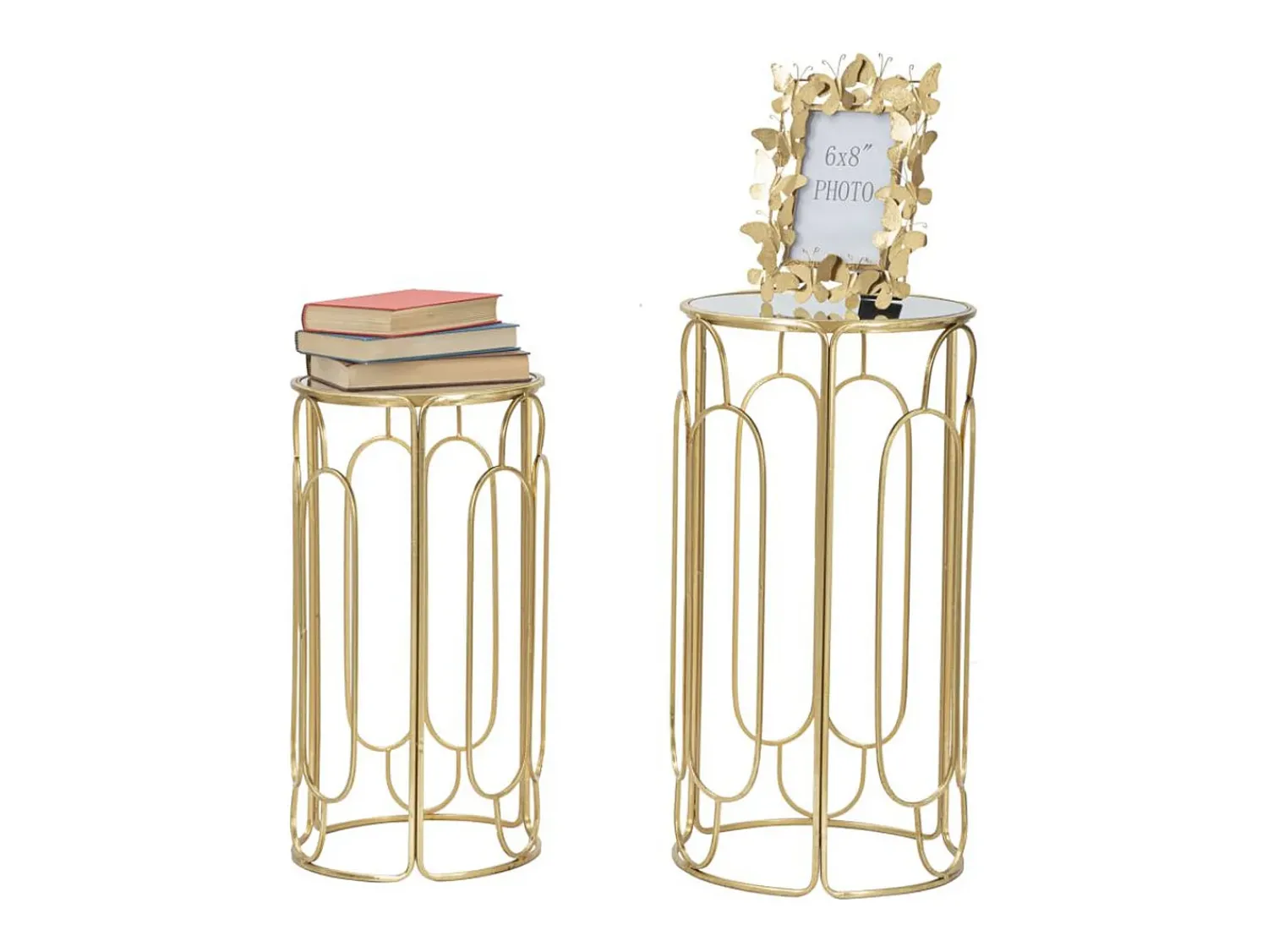 Mesa De Apoio| Conjunto de Mesas Auxiliares VKH555, Ouro, 36,5x36,5x70 cm, Kendra Home Dourado