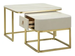 Mesa De Centro| Conjunto de Mesas Auxiliares VKH794, , 70x70x48 cm, Kendra Home Bege