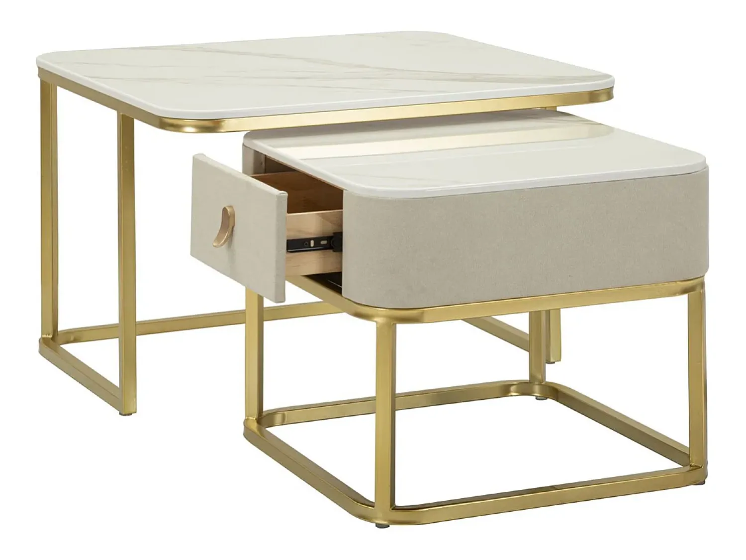 Mesa De Centro| Conjunto de Mesas Auxiliares VKH794, , 70x70x48 cm, Kendra Home Bege