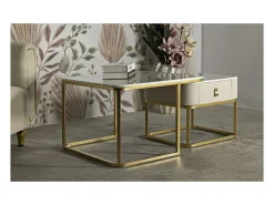 Mesa De Centro| Conjunto de Mesas Auxiliares VKH794, , 70x70x48 cm, Kendra Home Bege