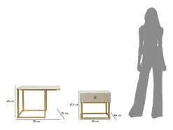 Mesa De Centro| Conjunto de Mesas Auxiliares VKH794, , 70x70x48 cm, Kendra Home Bege