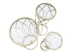 Conjunto de Mesas Auxiliares VKH597, Ouro, 32x32x71 cm, Kendra Home^ Mesa De Apoio