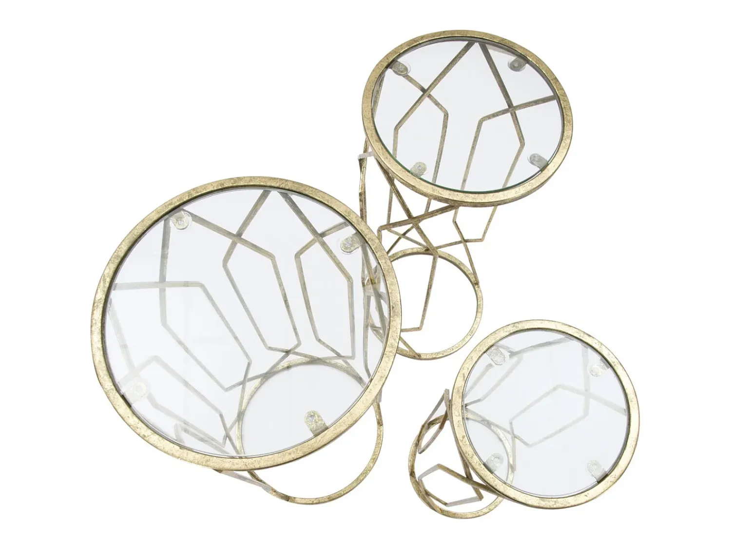 Conjunto de Mesas Auxiliares VKH597, Ouro, 32x32x71 cm, Kendra Home^ Mesa De Apoio