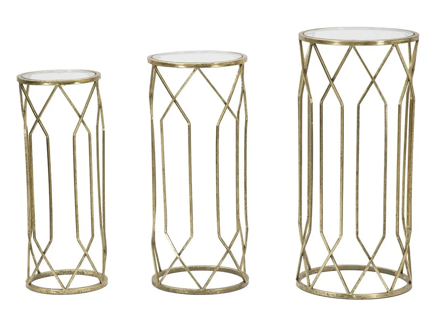 Conjunto de Mesas Auxiliares VKH597, Ouro, 32x32x71 cm, Kendra Home^ Mesa De Apoio