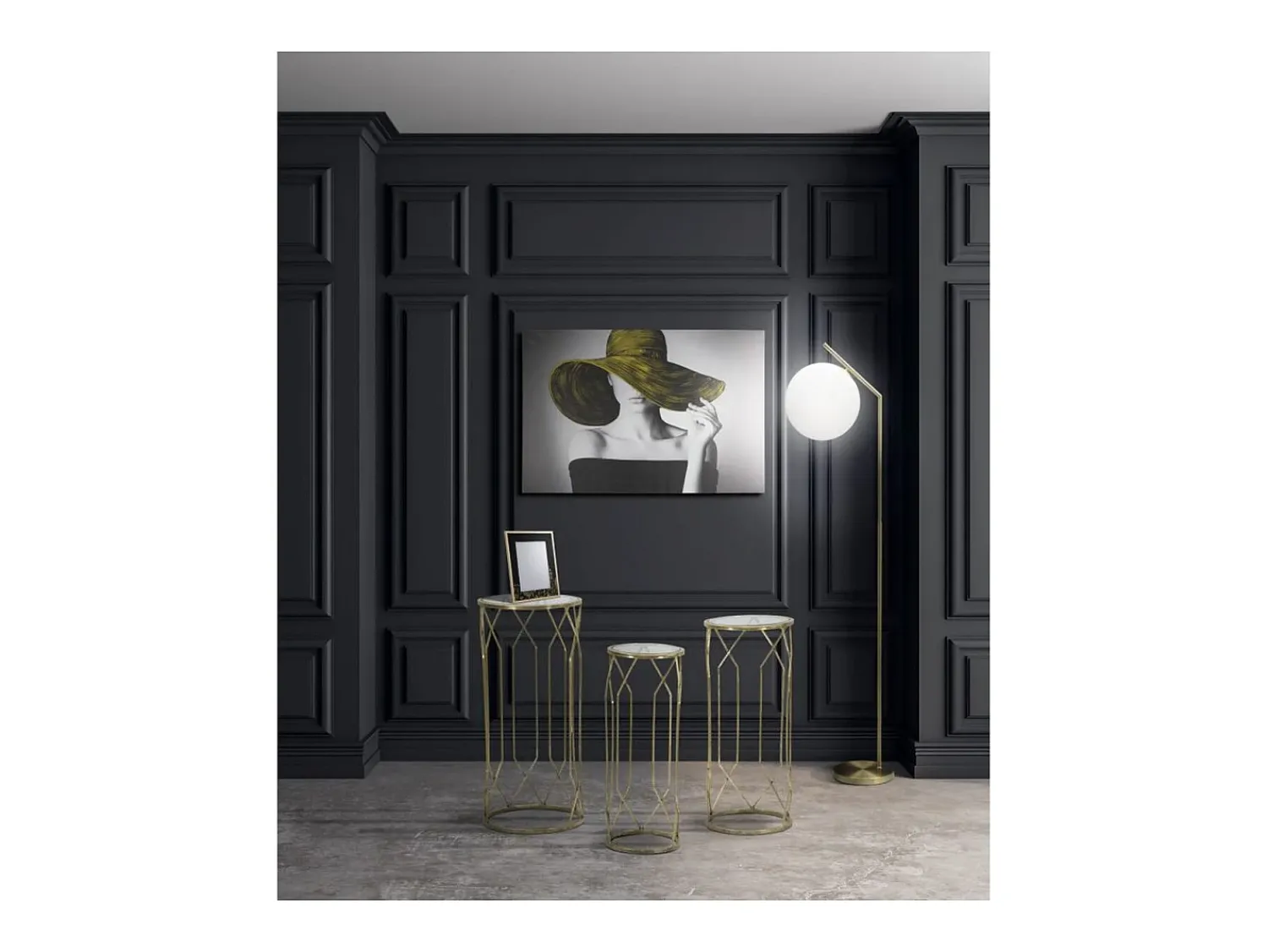 Conjunto de Mesas Auxiliares VKH597, Ouro, 32x32x71 cm, Kendra Home^ Mesa De Apoio