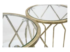 Conjunto de Mesas Auxiliares VKH597, Ouro, 32x32x71 cm, Kendra Home^ Mesa De Apoio