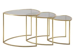 Mesa De Apoio| Conjunto de Mesas Auxiliares VKH553, Ouro, 60x60x50 cm, Kendra Home Dourado