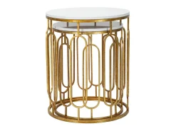 Mesa De Apoio| Conjunto de Mesas Auxiliares VKH535, Ouro, 46x46x55 cm, Kendra Home Dourado