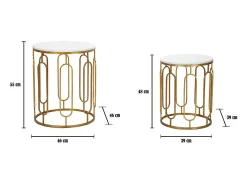 Mesa De Apoio| Conjunto de Mesas Auxiliares VKH535, Ouro, 46x46x55 cm, Kendra Home Dourado