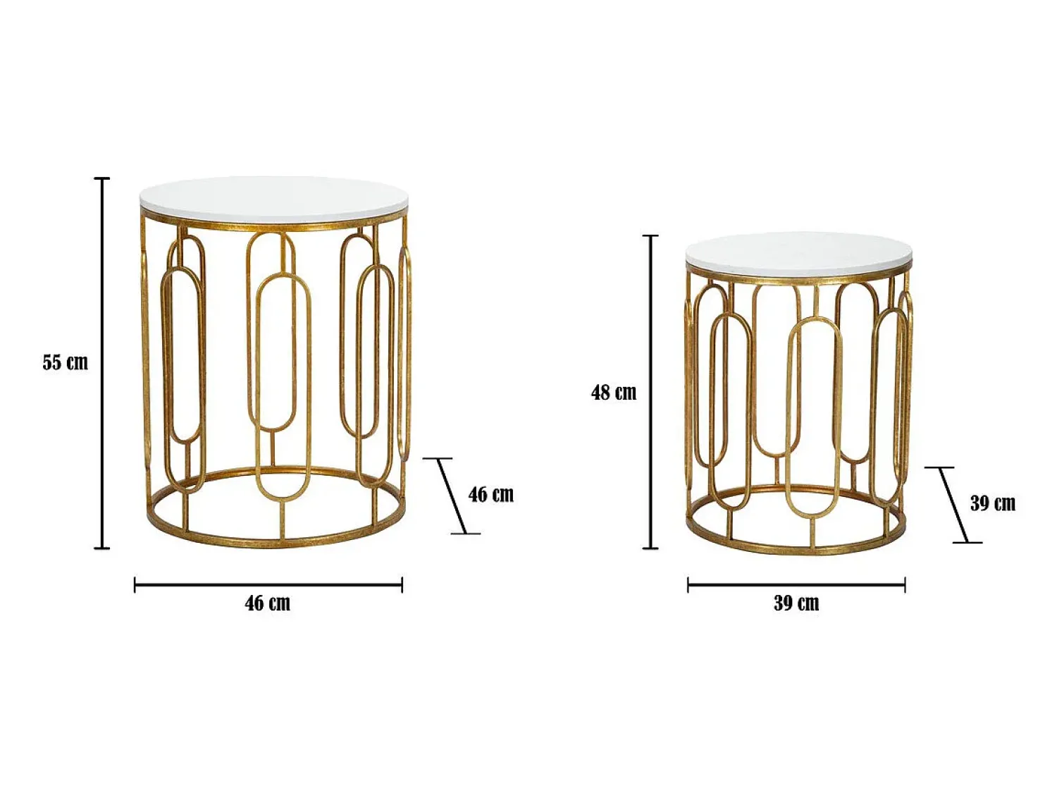 Mesa De Apoio| Conjunto de Mesas Auxiliares VKH535, Ouro, 46x46x55 cm, Kendra Home Dourado