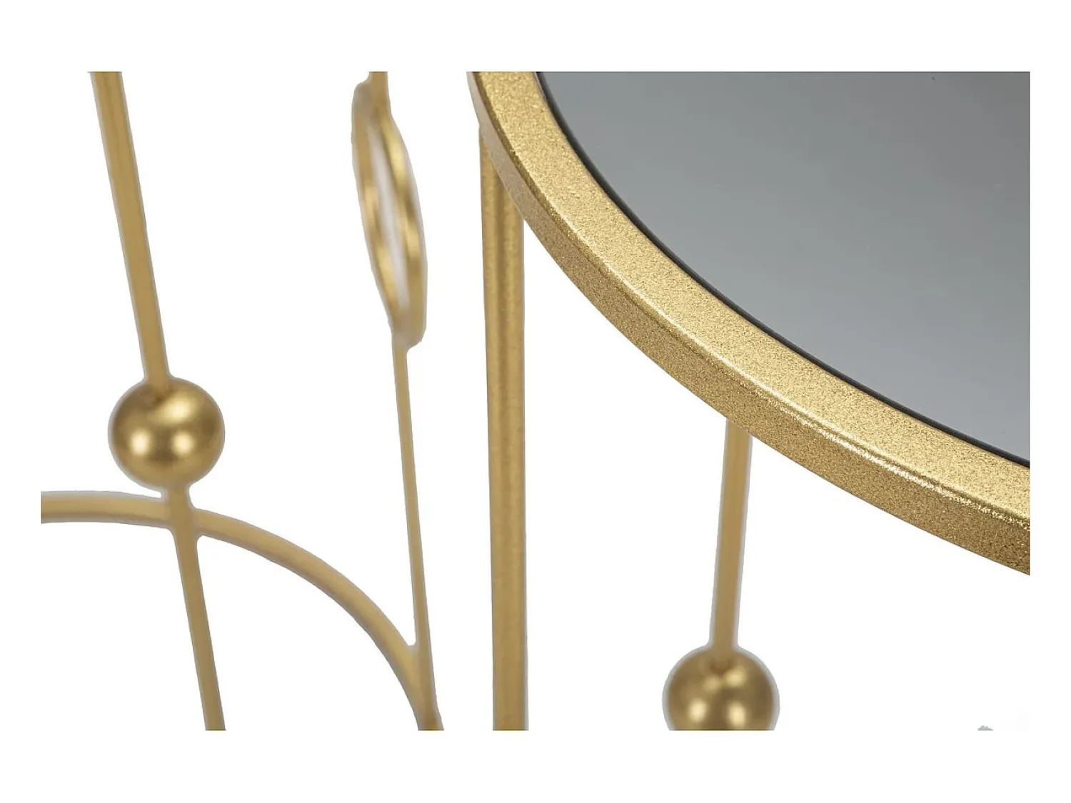 Mesa De Apoio* Conjunto de Mesas Auxiliares Círculos 35, Ouro, 50x50x100 cm, Kendra Home Dourado