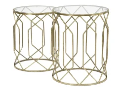 Mesa De Apoio| Conjunto de Mesas Auxiliares VKH561, Ouro, 42x42x53 cm, Kendra Home Dourado