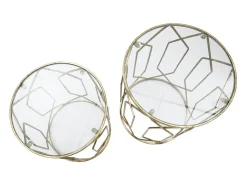 Mesa De Apoio| Conjunto de Mesas Auxiliares VKH561, Ouro, 42x42x53 cm, Kendra Home Dourado