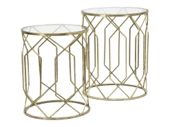Mesa De Apoio| Conjunto de Mesas Auxiliares VKH561, Ouro, 42x42x53 cm, Kendra Home Dourado