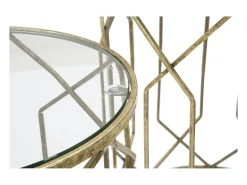 Mesa De Apoio| Conjunto de Mesas Auxiliares VKH561, Ouro, 42x42x53 cm, Kendra Home Dourado