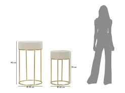 Mesa De Apoio| Conjunto de Mesas Auxiliares VKH772, , 50x50x90 cm, Kendra Home Bege