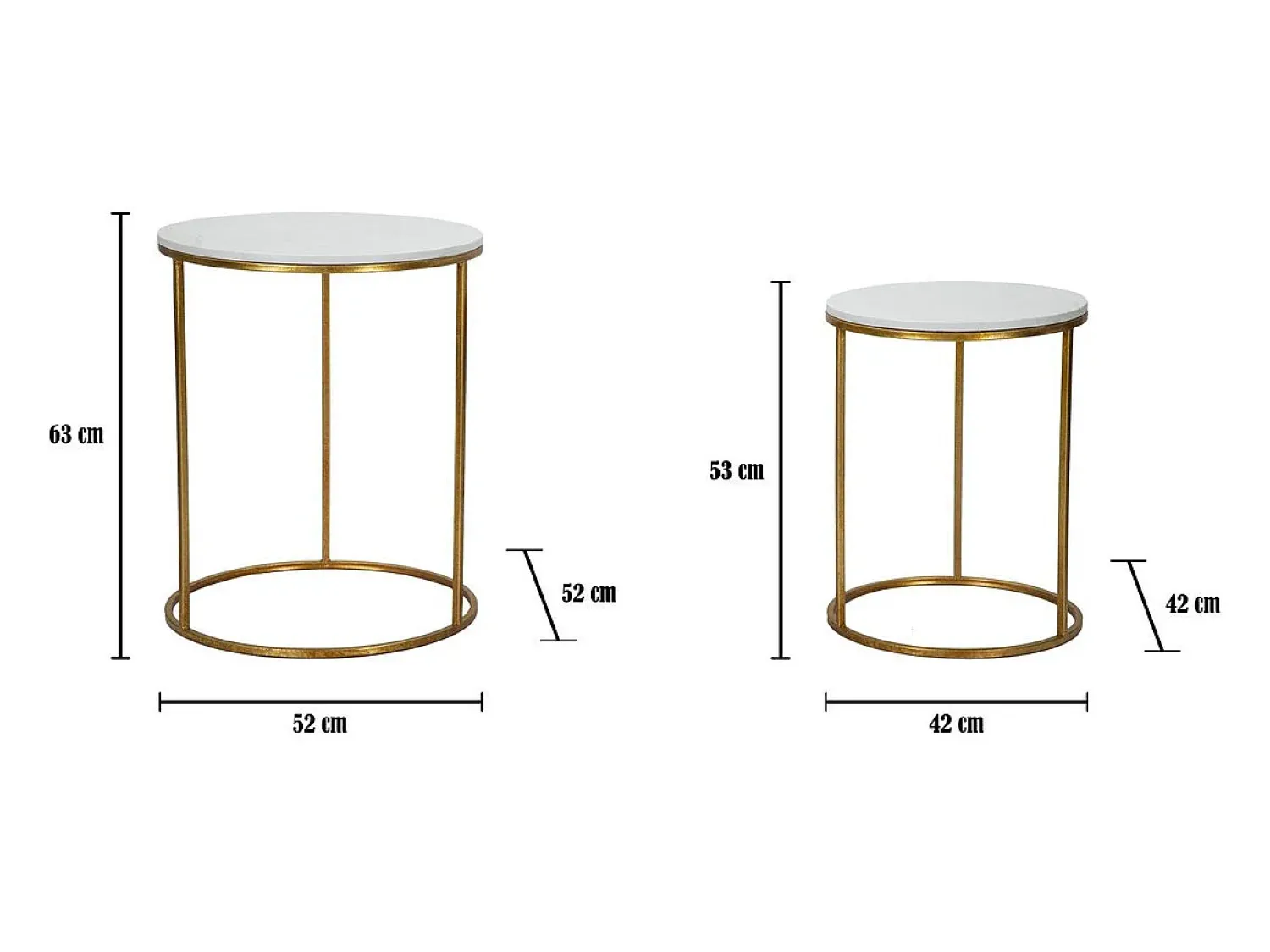 Mesa De Apoio| Conjunto de Mesas Auxiliares VKH534, Ouro, 52x52x63 cm, Kendra Home Dourado