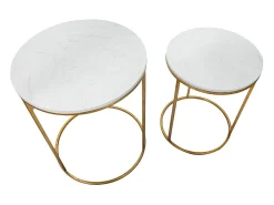 Mesa De Apoio| Conjunto de Mesas Auxiliares VKH534, Ouro, 52x52x63 cm, Kendra Home Dourado