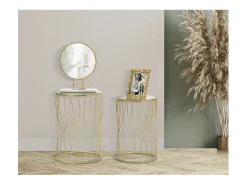 Outlet Conjunto de Mesas Auxiliares VKH545, Ouro, 38x38x55 cm, Kendra Home Dourado