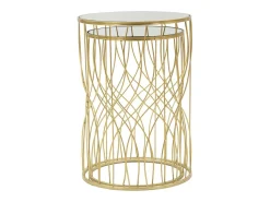 Outlet Conjunto de Mesas Auxiliares VKH545, Ouro, 38x38x55 cm, Kendra Home Dourado