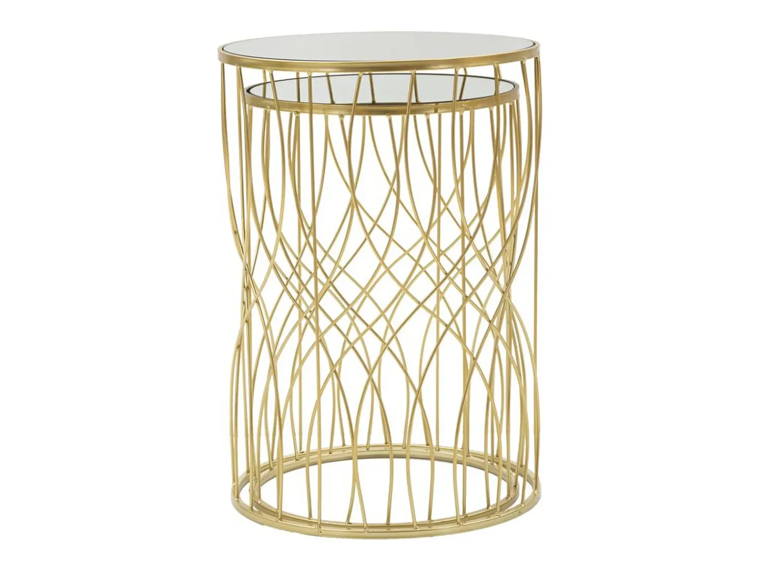 Outlet Conjunto de Mesas Auxiliares VKH545, Ouro, 38x38x55 cm, Kendra Home Dourado
