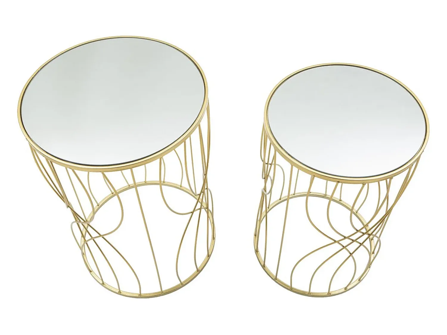 Outlet Conjunto de Mesas Auxiliares VKH545, Ouro, 38x38x55 cm, Kendra Home Dourado