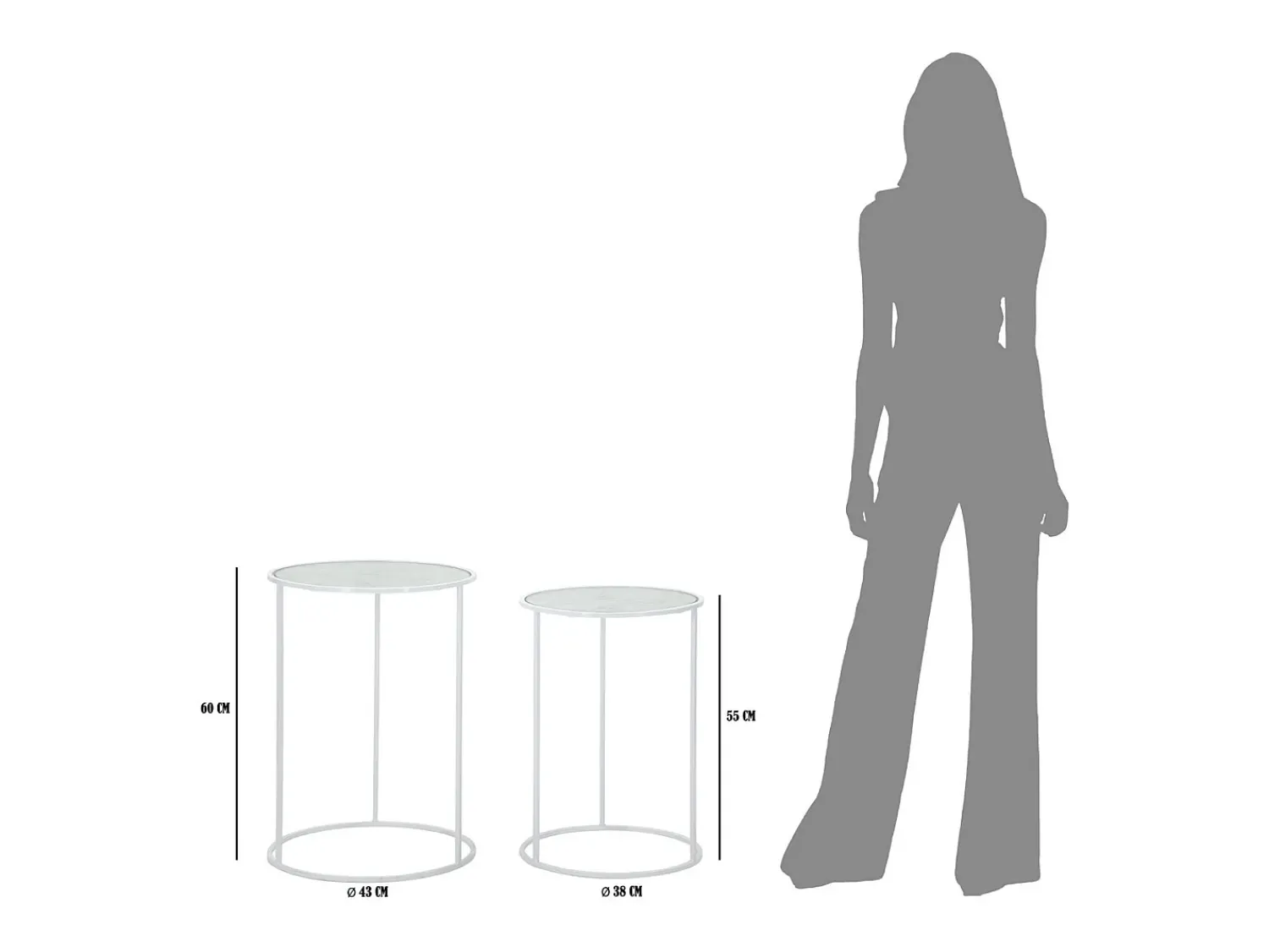 Mesa De Apoio| Conjunto de Mesas Auxiliares VKH556, , 43x43x60 cm, Kendra Home Branco