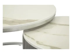 Mesa De Centro* Conjunto de Mesas Auxiliares VKH796, , 70x70x45 cm, Kendra Home Cinzento