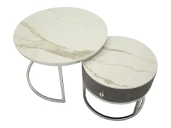 Mesa De Centro* Conjunto de Mesas Auxiliares VKH796, , 70x70x45 cm, Kendra Home Cinzento