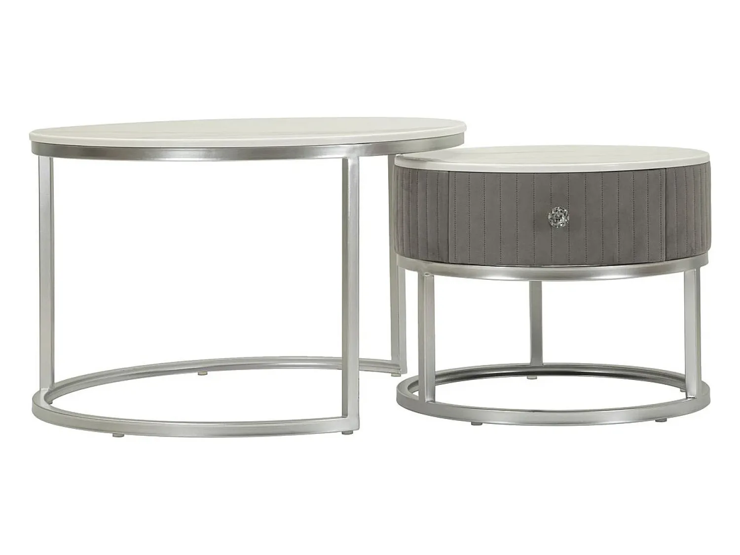 Mesa De Centro* Conjunto de Mesas Auxiliares VKH796, , 70x70x45 cm, Kendra Home Cinzento