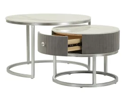 Mesa De Centro* Conjunto de Mesas Auxiliares VKH796, , 70x70x45 cm, Kendra Home Cinzento