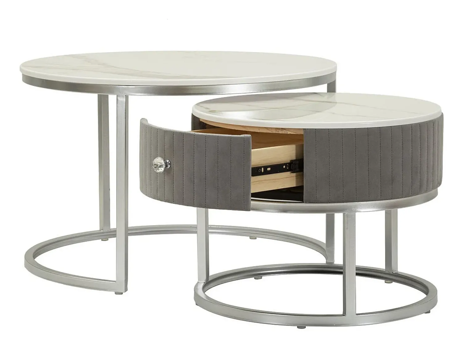 Mesa De Centro* Conjunto de Mesas Auxiliares VKH796, , 70x70x45 cm, Kendra Home Cinzento
